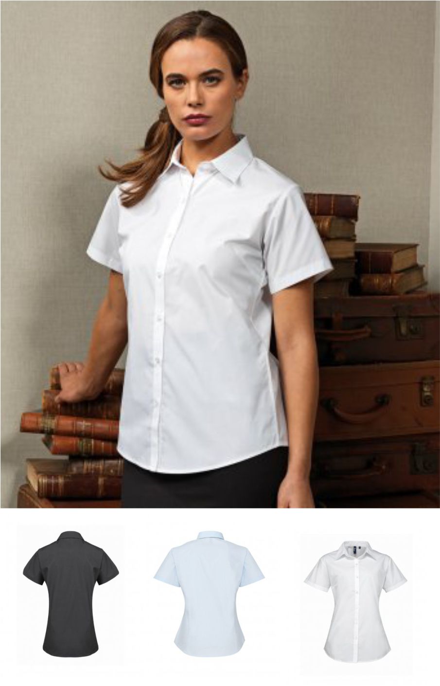 Premier PR309 Ladies Supreme Short Sleeve Poplin Shirt